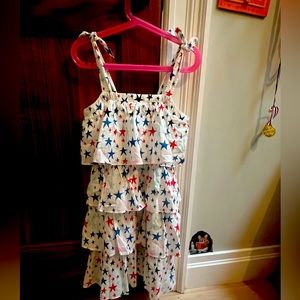 CrewCuts white summer dress with multi-colored stars